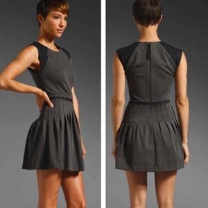 Rebecca Taylor Gray Black‎ Fit & Flare Dress Academia Pleated Skirt -Modern Sz 6